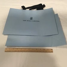  Ritz Carlton Blue Paper Gift Bag with Black Ribbon Large 16x12x6 