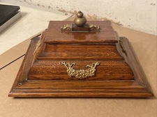 Antique Winterhalder & Hofmeier Bracket Clock Oak Wood Top Section W/ Decoration