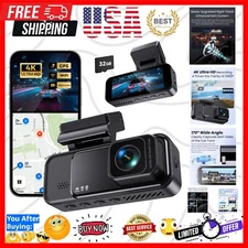 Compact 4K Dash Camera with Built-in Wi-Fi, Night Vision & App Control