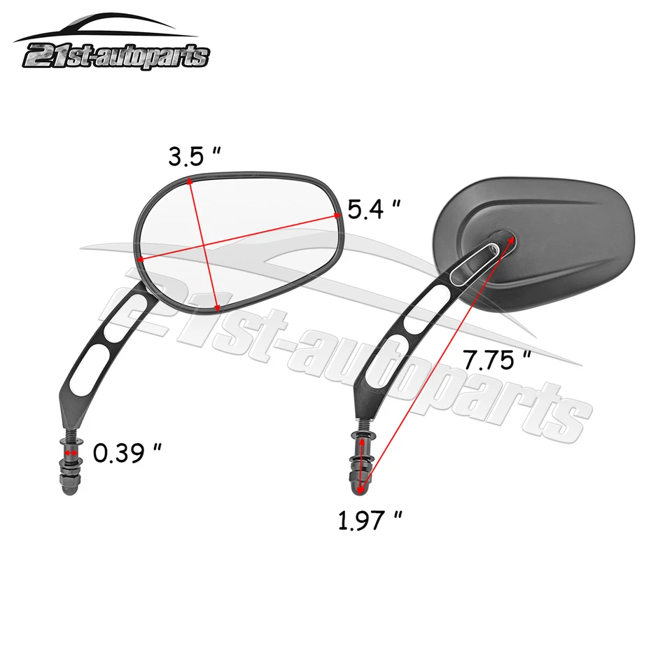 Pair Rearview Mirrors For Harley Touring Electra Road Street Glide Special FLHX - Изображение 2 из 4