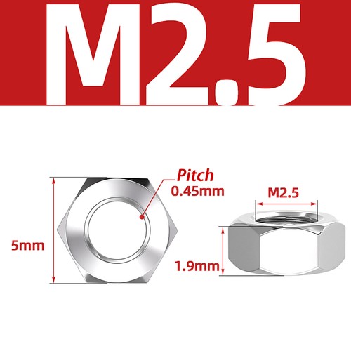 Tuercas hexagonales completas M1 M2 M3 M4 M5 A M64 DIN 934 A2 ACERO INOXIDABLE TUERCAS HEXAGONALES - Imagen 11 de 37