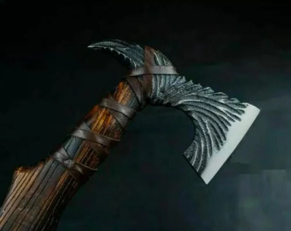 Lot of 2 Custom Handmade Carbon Steel Viking axe Bearded Axe With ash wood - Image 3 of 3