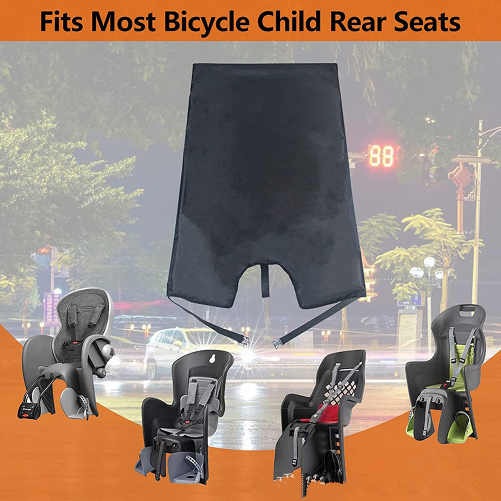 Bicycle Child Seat Rain Cover UVProof Oxford Fabric Waterproof Rain