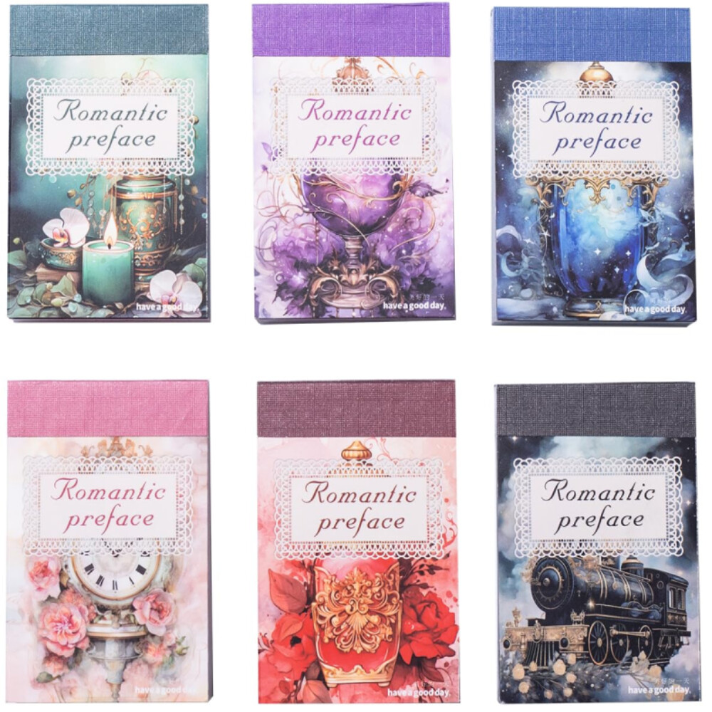 6 Pack Vintage Ephemera Sticker Book Set, DIY Romantic Preface Scrapbook Sticker