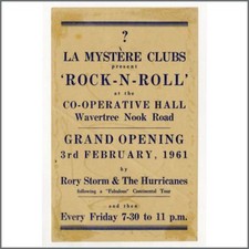 Rory Storm & The Hurricanes 1961 Concert Handbill (UK)