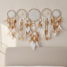 Dream Catchers Boho Wall Decor Moon and Sun Feather Handmade Traditional Drea...