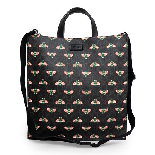 GUCCI Bee Bee Shoulder Tote Handbag GG Supreme Black 681298 #832