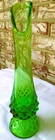 Fenton Swung Art Glass Vintage Bud Vase Spring Green Hobnail 9" Signed