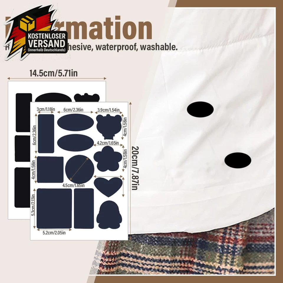 Nylon Flicken Selbstklebend Reparaturset Für Daunenjacke Mehrere Farben Formen 8 - Bild 2 von 4