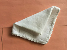 White on White Hand-Crocheted Edge 10" Handkerchief