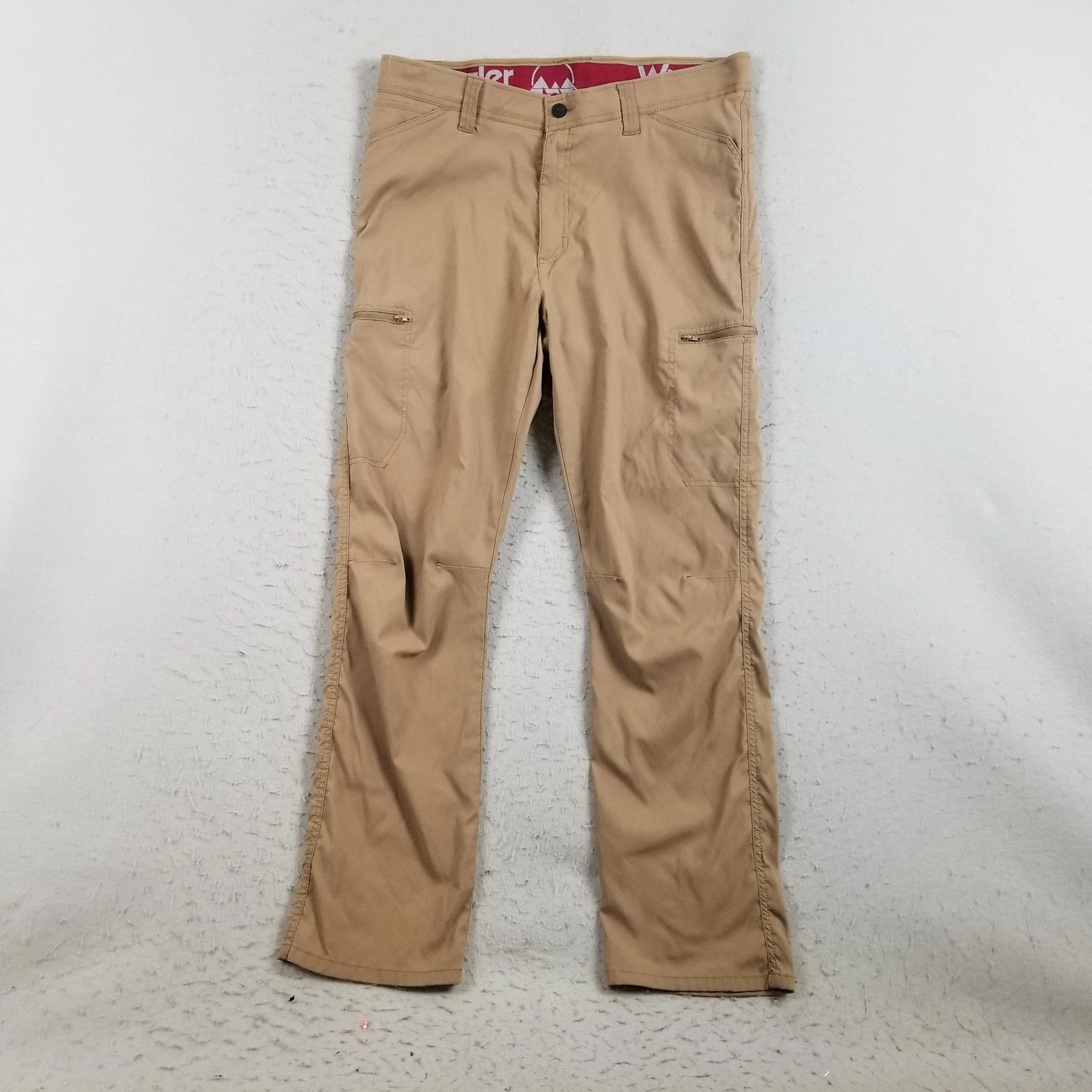 Wrangler Pants Mens 36x30 Beige Cargo Straight Leg Stretch Casual Workwear