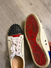 Christian Louboutin Strass Men  s Leather Spiked Lace-Up Sneakers Size 11