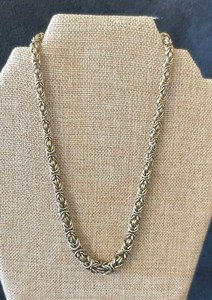 Authentic Nina Ricci Vtg Signed Byzantine Chain Necklace Gold Plated 17, 18" w Extender