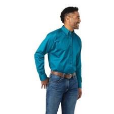 Ariat Classic Twill Long Sleeve Button Up Western Ocean Depths Shirt Size XXL