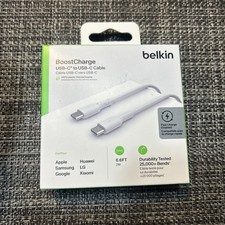 Belkin BoostCharge USB-C to USB-C Cable 6.6ft Fast Charge White CAB003bt2MWH