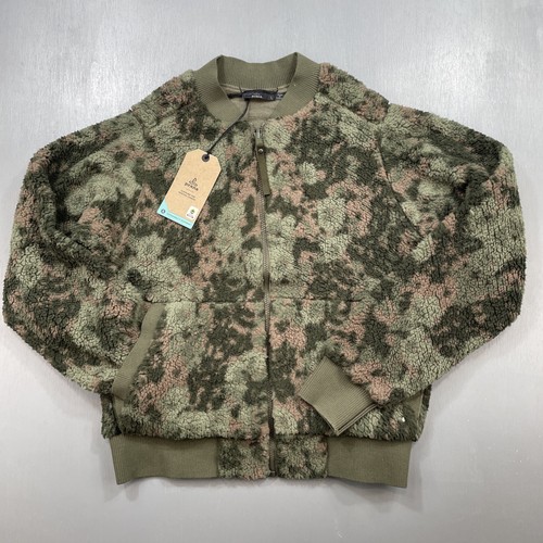 Prana Jacket Women Large Polar Escape Bomber Reversible Camo Kale Wildflower NEW