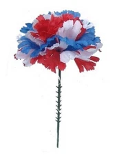 Tri-Color Silk Carnation Picks, Artificial Flowers for Memorial 100 Tri-color