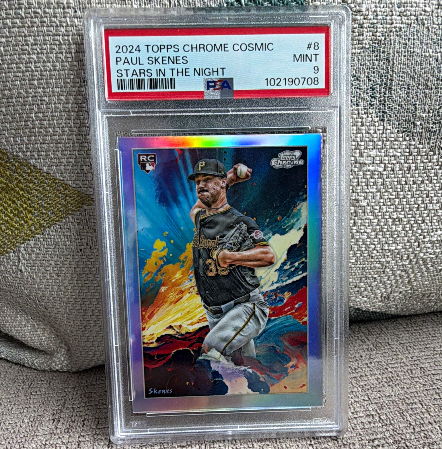 Topps 2024 Chrome Cosmic Paul Skenes Stars in the Night #STN-8 RC PSA 9 view 1