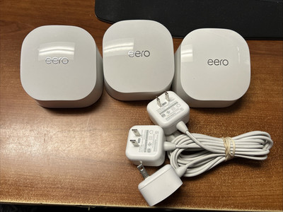 EERO 6 Dual-Band Mesh Wi-Fi System 1-router & 2 Extenders(N010001/Q010001) Used