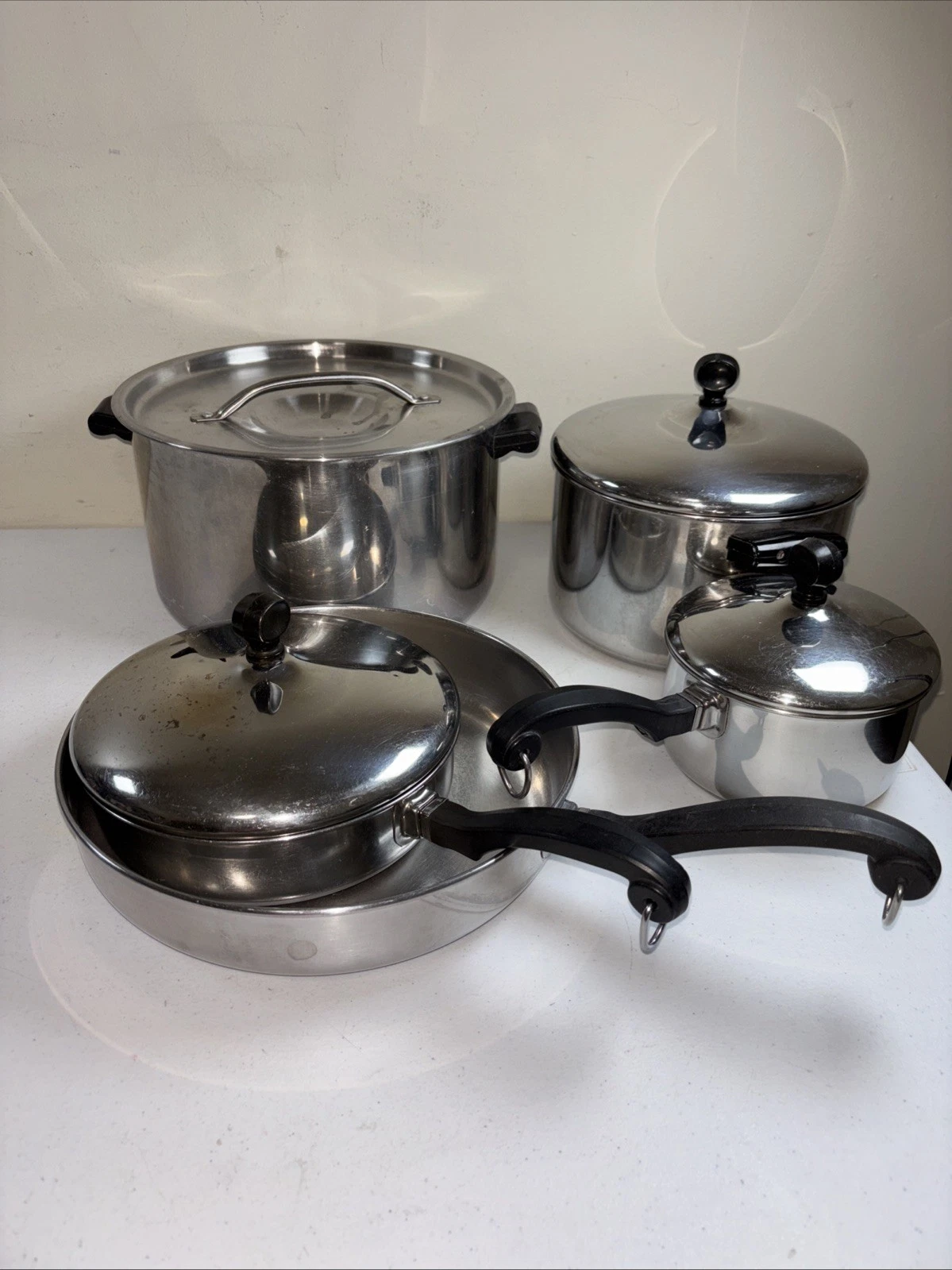 Farberware 9Pc Aluminum-Clad Pots and Pans w/Lids Cookware USA NYC