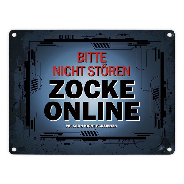 Bitte Nicht StöRen - Zocke Online Metallschild XXL Schild Blechschild-image
