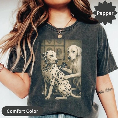 Retro Dalmatian Tattoo Artist T-Shirt Funny Vintage Dog Meme Graphic Tee Top