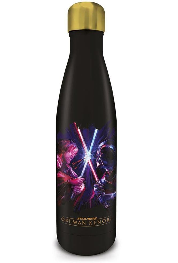 Star Wars Obi Wan Kenobi Metal Water Bottle with Battle Design NEW