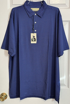 Donald Ross Moreland Classic Style Golf Polo, Navy/Cucumber/Lilac, Medium, NWT