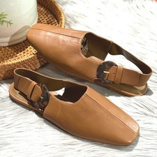 size 8 Vince CADOT tan leather square-toe sli...