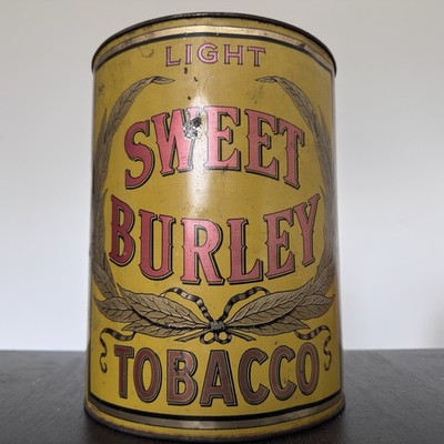 Antique 1910s Large Sweet Burley Light Tobacco Tin Can Spaulding & Merrick