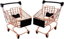 Mini Metal Shopping Cart Desk Organizer, 2pc, Blue  Purple