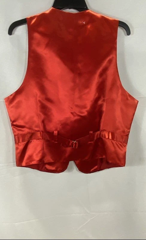 NWT Vintage 90s Saks Fifth Avenue Men's Red Quilted Velvet Tuxedo Vest L 40 - Image 2 of 4