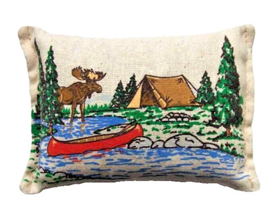 Balsam Fir Filled Pillow Moose Canoe Tent River Christmas tree potpourri sachet