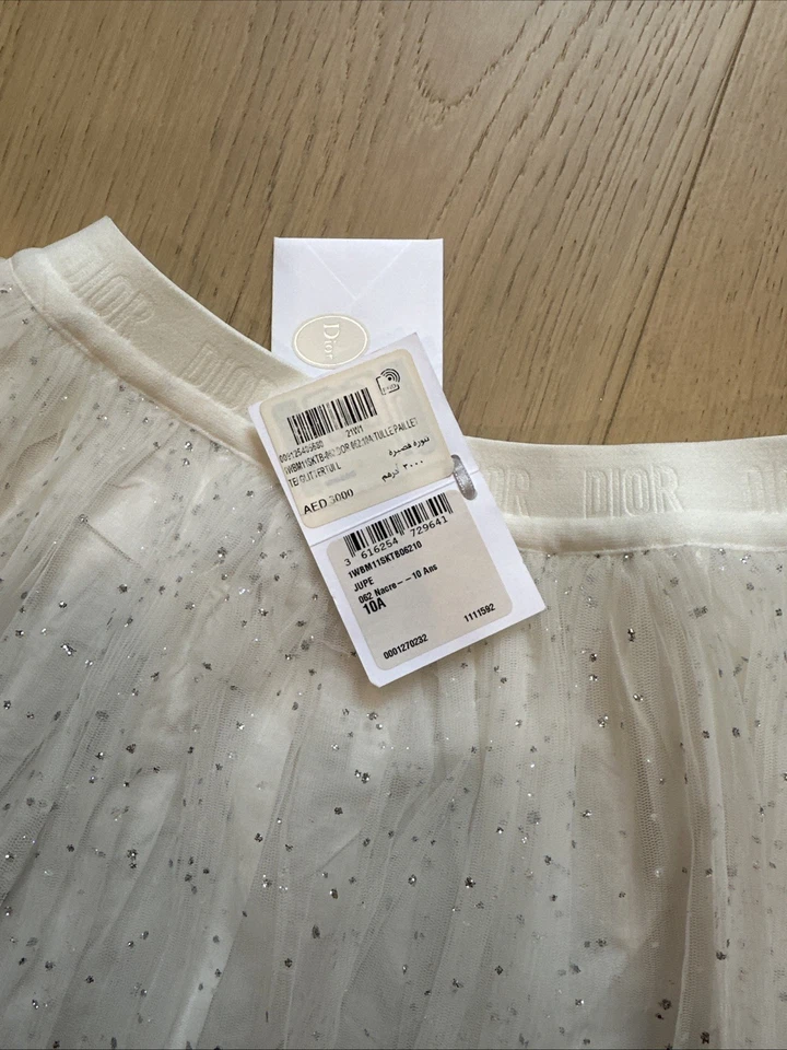 NWT 100% Authentic CHRISTIAN DIOR Kids Girls Mini Skirt - Size 10 - WHITE - Image 4 of 4