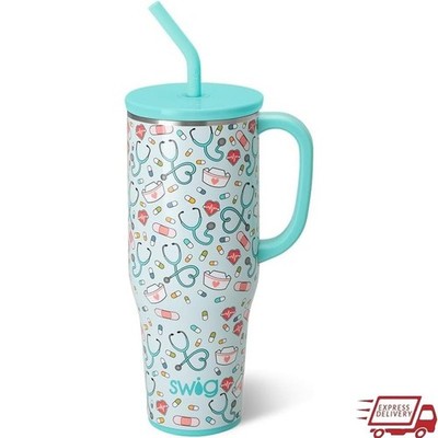 Insulated 40oz Tumbler W/ Handle & Straw Travel Mug Dishwasher Safe Cup Holder