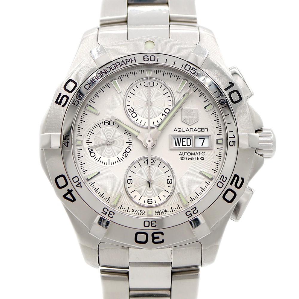 TAG Heuer Aquaracer Chronograph CAF2011 Day Date Silver 300m Waterproof Watch