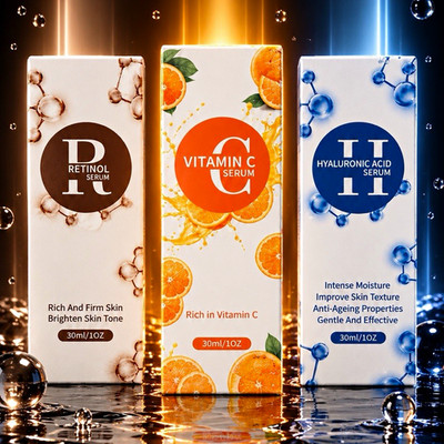 Retinol Vitamin C Hyaluronic Acid Face Serum Set. 3 Pack 30g/1oz