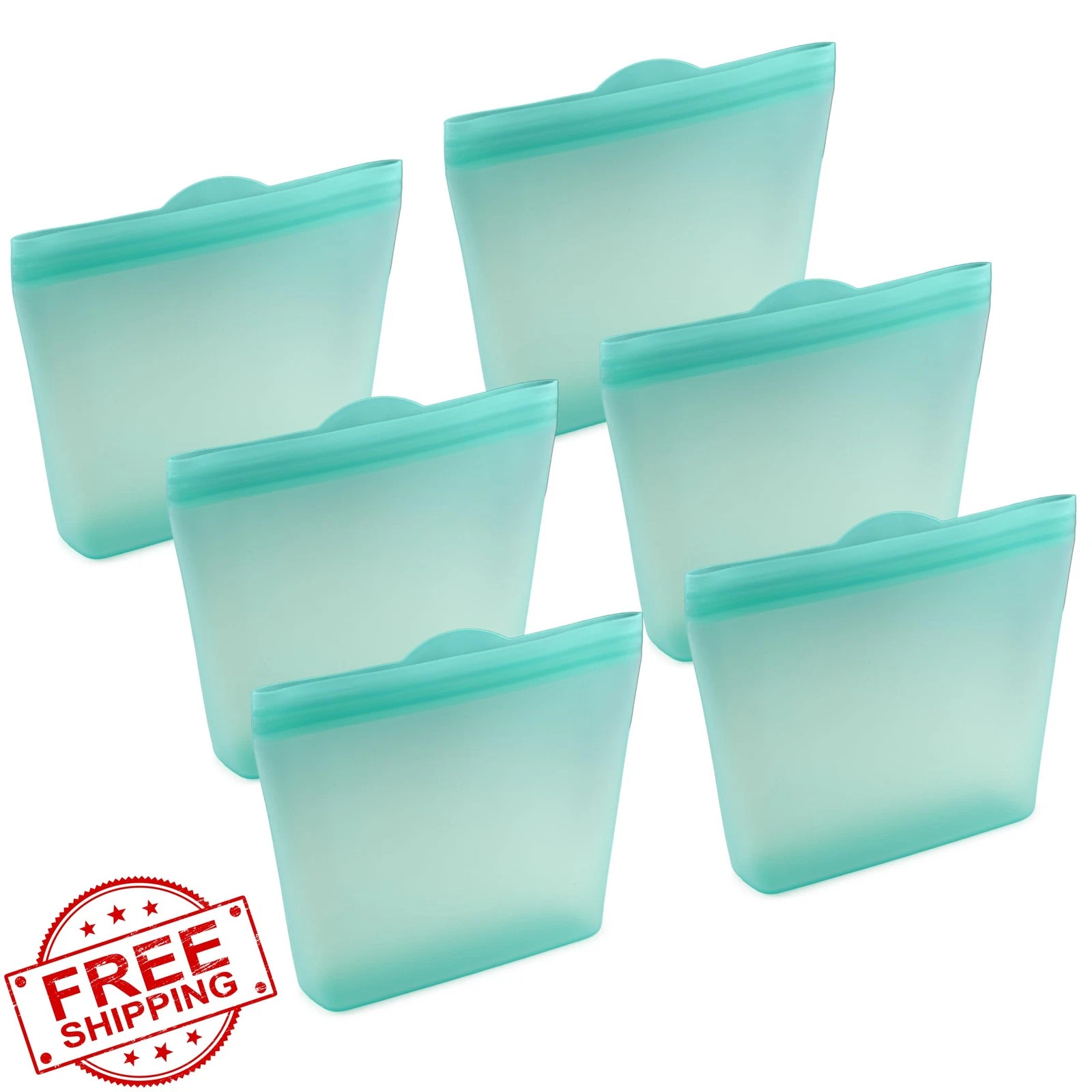 Home Logic Reusable Sandwich Bags - Set of 6 Pool Blue Silicone Freezer Bags,...
Opens in a new wind