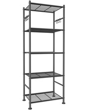 Storage Shelves - 5-Tier Large Capacity Shelf Organizer with Hooks, Heavy-Duty G