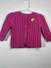 Vintage Gymboree 2008 Cable Knit Cardigan Sweater 6 Months Y2K Ladybug