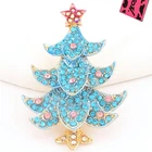 New Blue Enamel Cute Christmas Tree Crystal Fashion Women Charm Brooch Pin