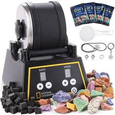 NATIONAL GEOGRAPHIC Professional Rock Tumbler Kit - Complete Rock Tumbler for...