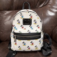 Loungefly Disney Mickey Mouse Allover Print Mini Backpack White/Black