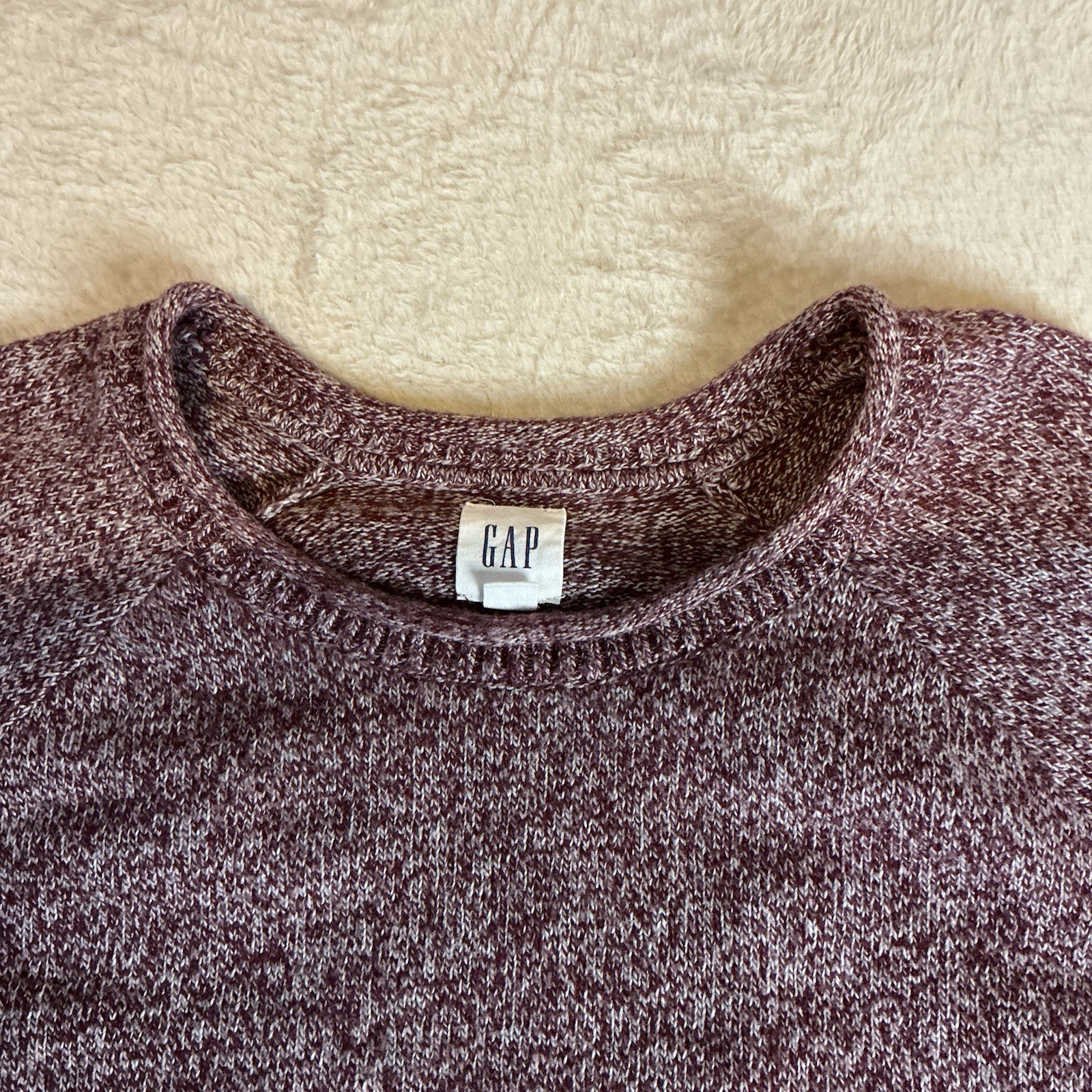 Gap Mens Jumper Top Pullover Burgundy Flecked Size Xl Extra Large image 2