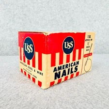 USS American Nails Box Vintage Advertising Prop Finishing Nails 22 Guage