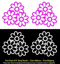 Daisy Hippie Flowers Two Pk of 5" Vinyl Decals Vehicle Window Any Flat Surface