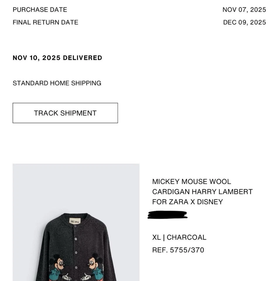 Cárdigan de lana Harry Lambert x Zara x Disney Mickey para hombre XL gris Foto 3 de 3