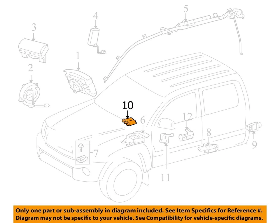Unidad de módulo de control de bolsa de aire de airbag Toyota Rav4 2012 2013 2014 OEM Foto 4 de 4