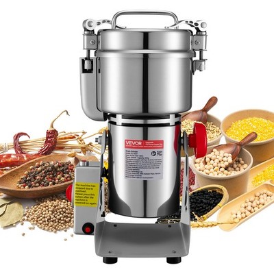 VEVOR Elektrische Getreidemühle 800g Gewerbliche Gewürzmühle 2100W Pulvermühle