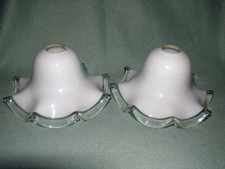 * VINTAGE * pair (2) Fluted WHITE Glass Light Shades *